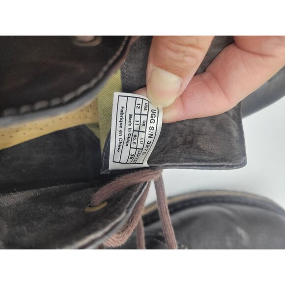 Ugg Mens Leather Chukka Boots 12 Dark Brown Lace-Up Classic Preppy comfort - Picture 2 of 10